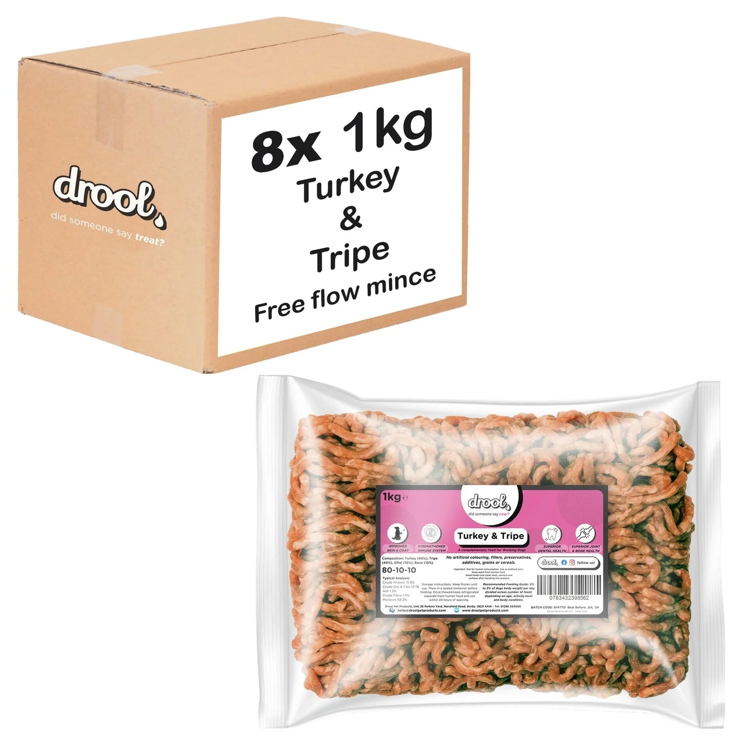 Drool Mince Freeflow Turkey & Tripe 1kg