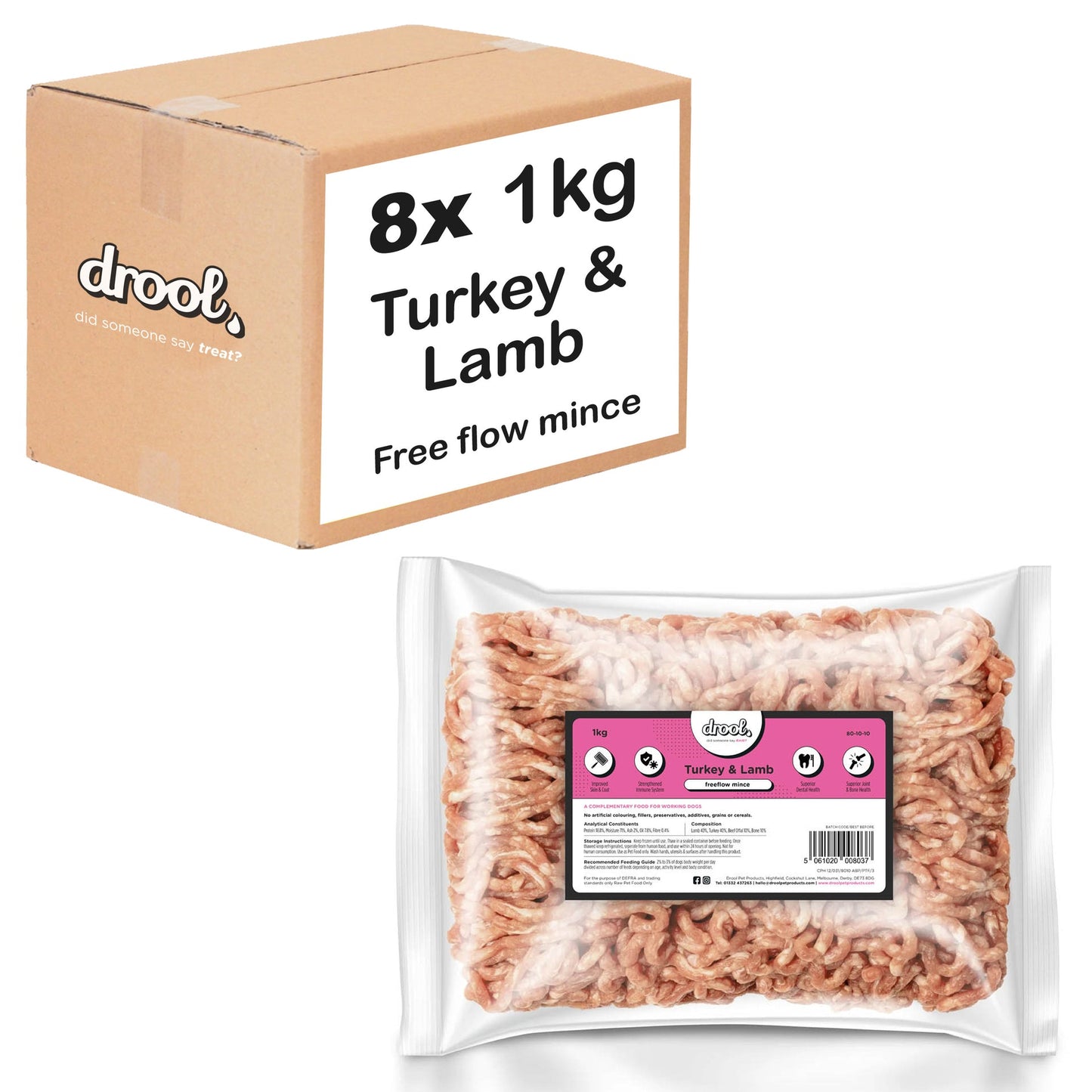 Drool Mince Freeflow Turkey & Lamb 1kg