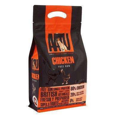 Aatu 8020 Adult Dog Food Chicken 1.5kg bag with black and orange packaging featuring chicken graphics