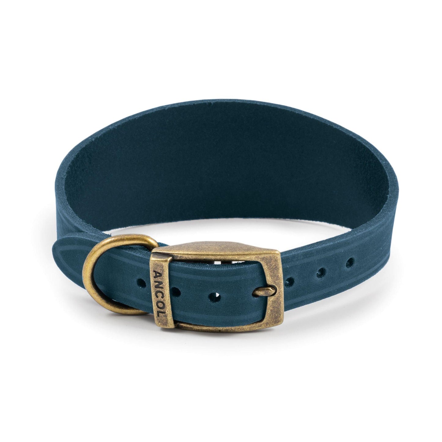 Ancol Heritage Collection Timberwolf Leather Greyhound Collar Blue 34-43cm - North East Pet Shop Ancol