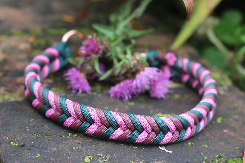 Mulberry Forest Braided Collar - Handmade Paracord Dog Collar.