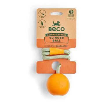 Beco Natural Rubber Slinger Toy for Fetch Orange - North East Pet Shop Beco