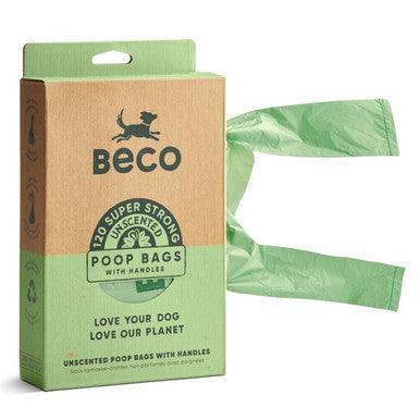 Beco Unscented Recycled Poop Bags with Handles x120 Pack - North East Pet Shop Beco
