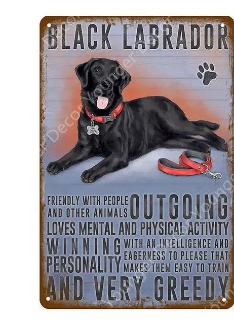 Black Labrador Dog Tin Sign - North East Pet Shop Dog Shack UK