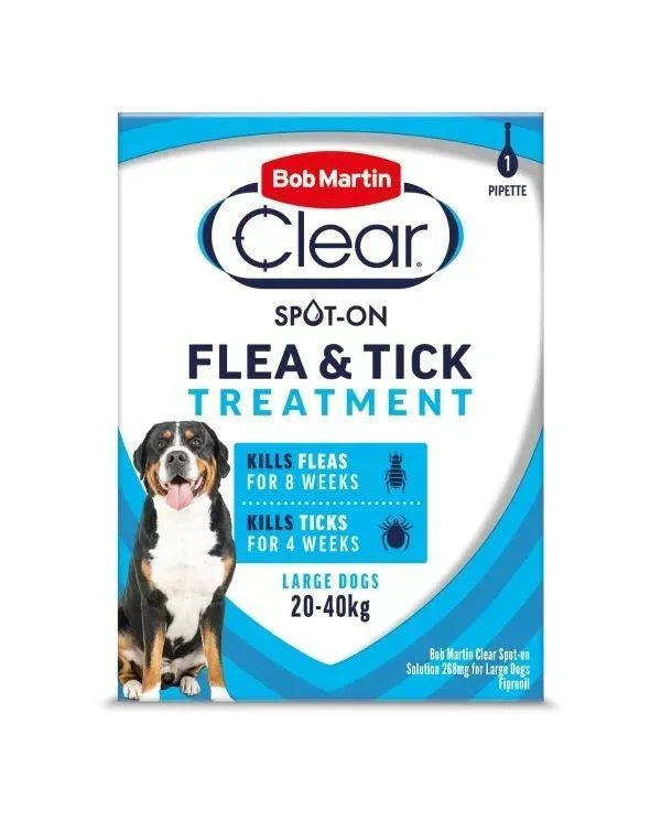 Bob Martin Clear Spot On Flea & Tick Treatment Large Dog (20-40kg) 1 pipette - North East Pet Shop Bob Martin