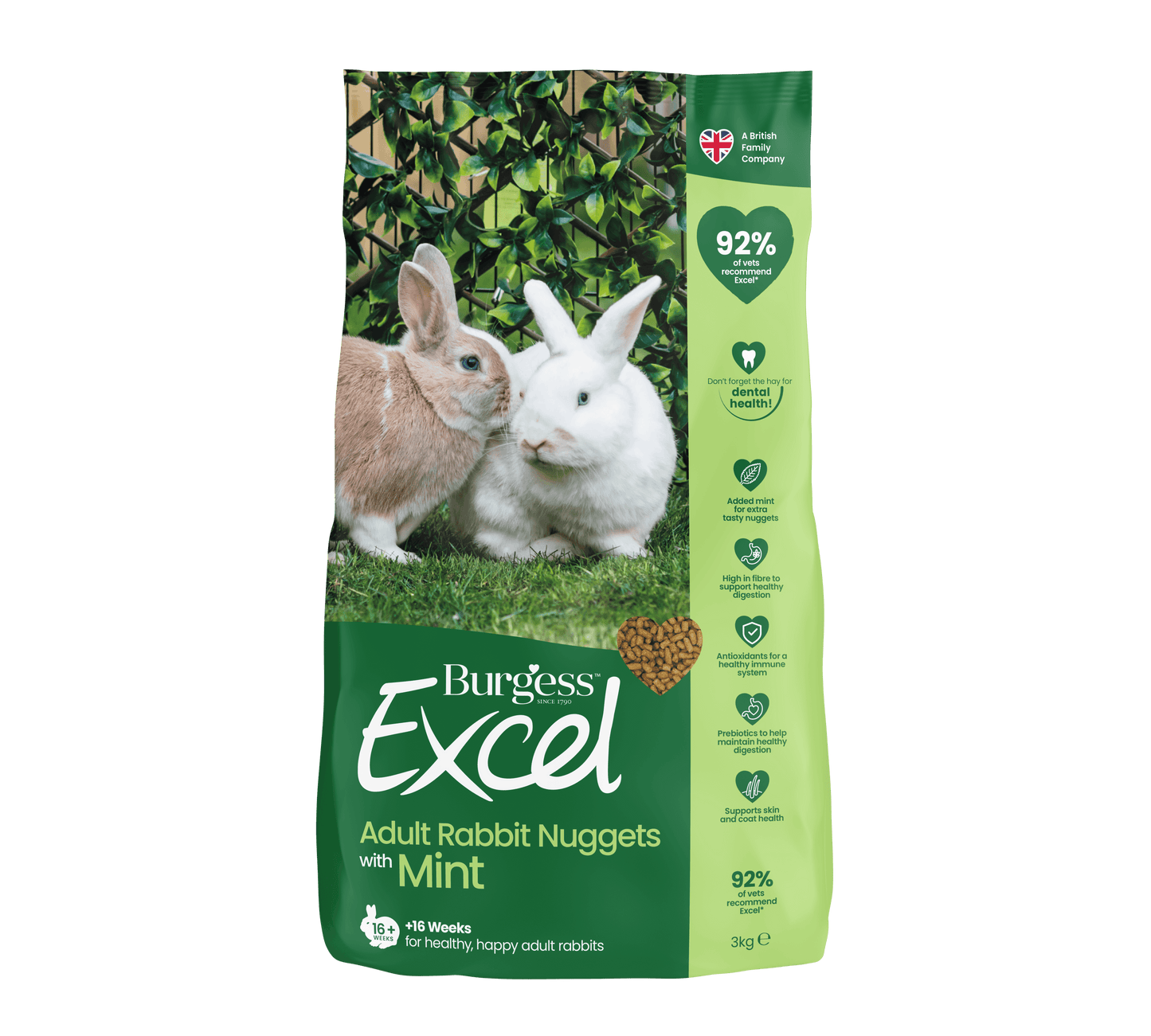 Burgess Excel Adult Rabbit Nuggets Mint 10kg - North East Pet Shop Burgess