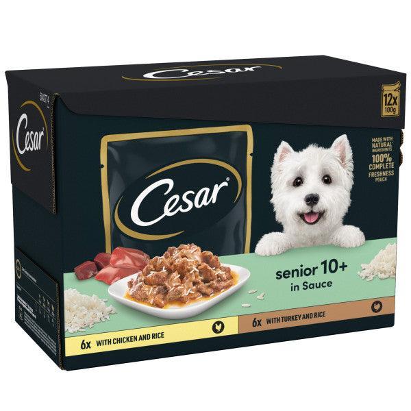 Cesar Senior 10+ Mixed Selection in Sauce Pouches 48 X 100G - North East Pet Shop Cesar