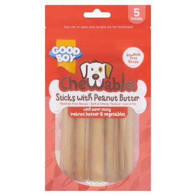 Chewables Peanut Butter Sticks 5 pack 100g - North East Pet Shop Chewables