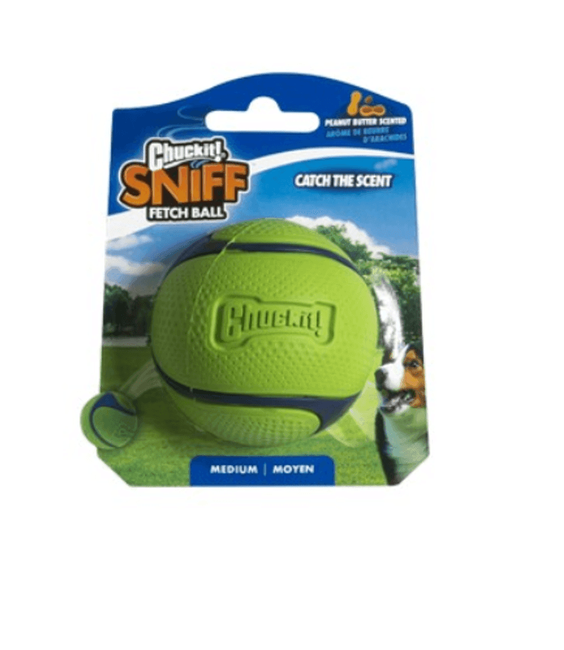 Chuckit! Sniff Fetch Ball Peanut Butter Medium 1pk - North East Pet Shop ChuckIt!