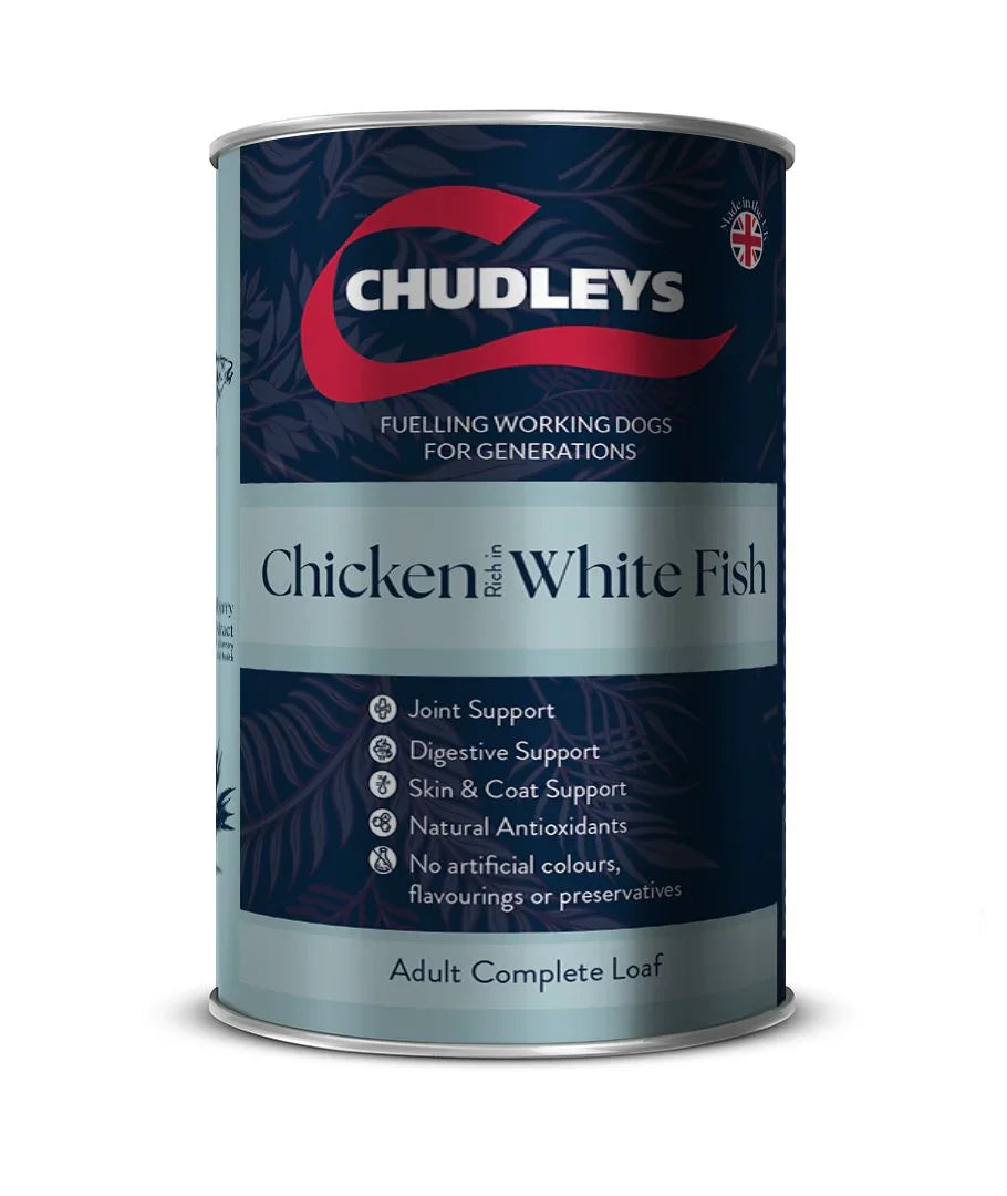 Chudleys Chicken Rich in White Fish 12 x 395g - North East Pet Shop Chudleys