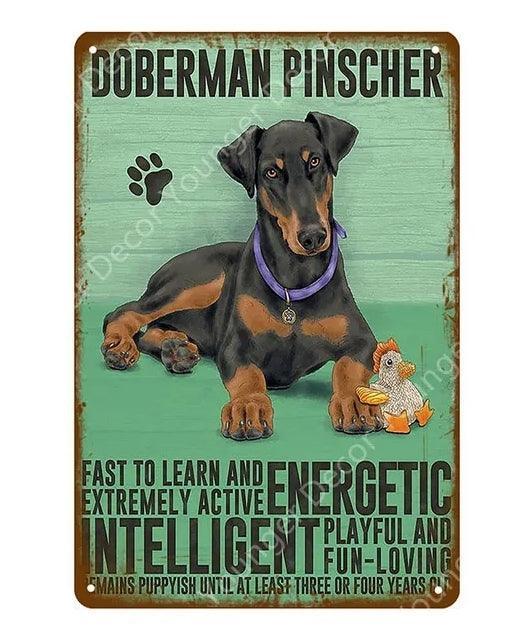 Doberman Dog Tin Sign - North East Pet Shop Dog Shack UK