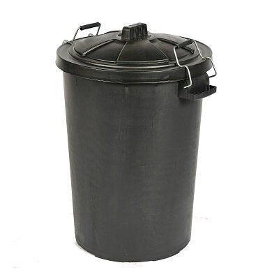 Heavy Duty Dustbin & Lid with Metal Clip 85 litre Black - North East Pet Shop North East Pet Shop