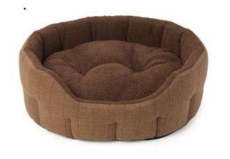 House of Paws Brown Tweed Faux Sheepskin Oval Snug - North East Pet Shop House of Paws