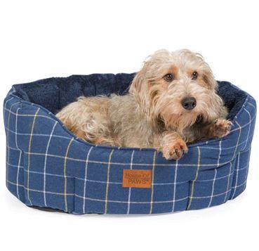 House of Paws Navy Check Tweed Oval Snuggle - North East Pet Shop House of Paws