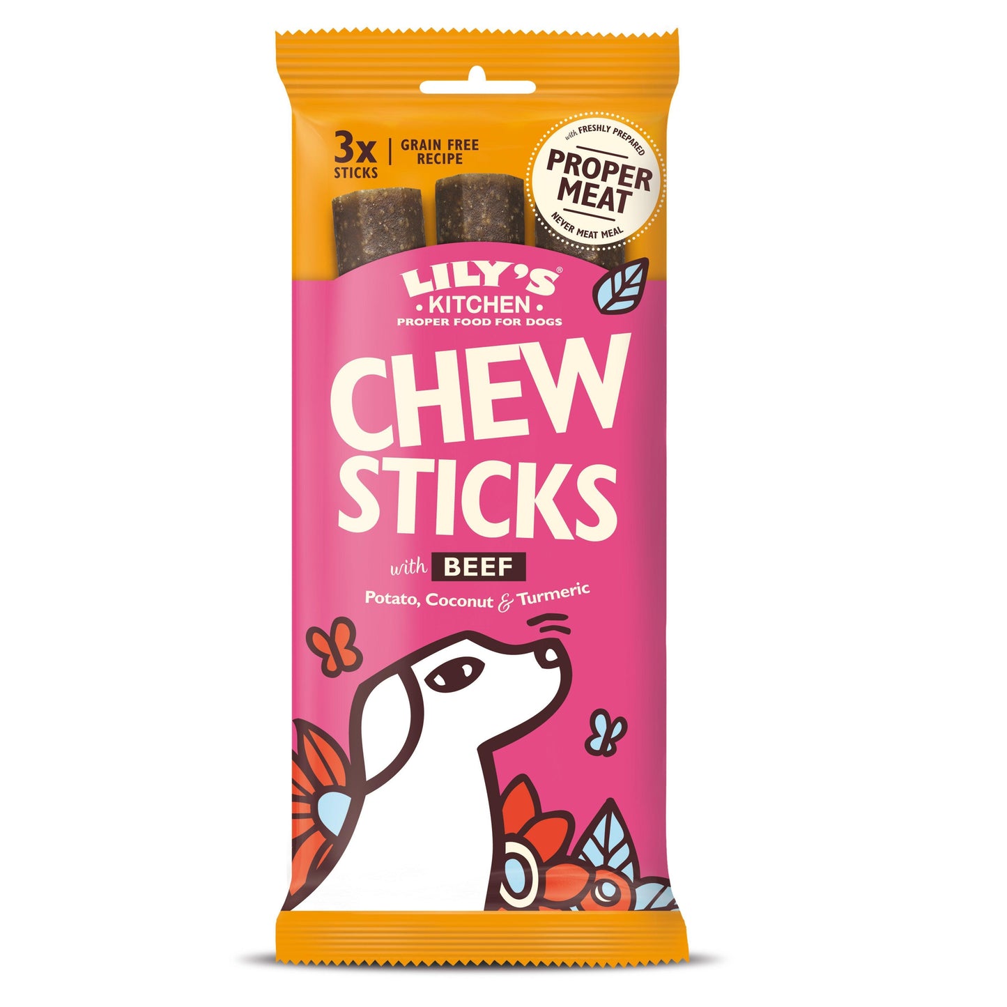 Lily's Kitchen Chew Sticks with Beef 3 Sticks 120g - North East Pet Shop Lily's Kitchen