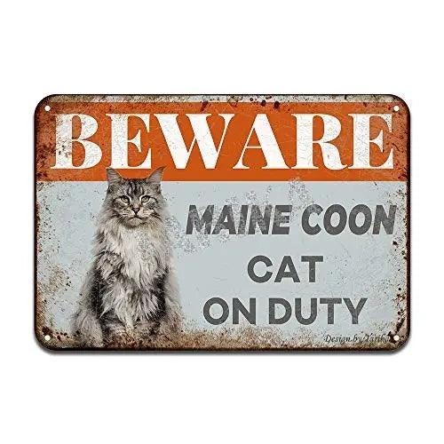 Maine Coon On Duty Tin Sign - North East Pet Shop Dog Shack UK