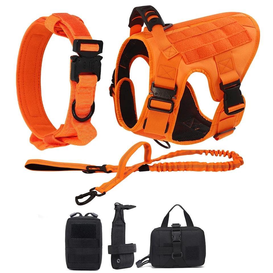Military Grade Tactical Dog Harness Set (LIMITED EDITION ORANGE) - North East Pet Shop Dog Shack UK