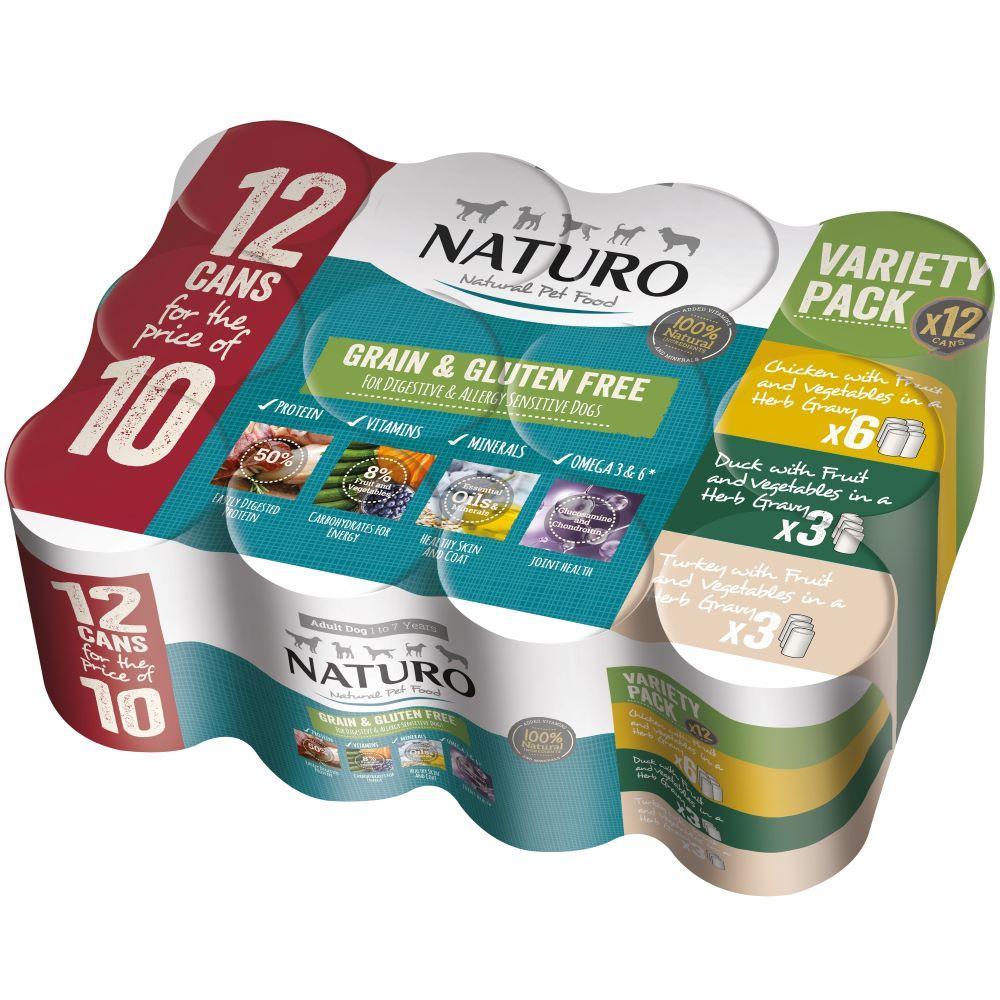 Naturo Adult Grain & Gluten Free Variety in Herb Gravy Tins 12 for 10 x 390g - North East Pet Shop Naturo