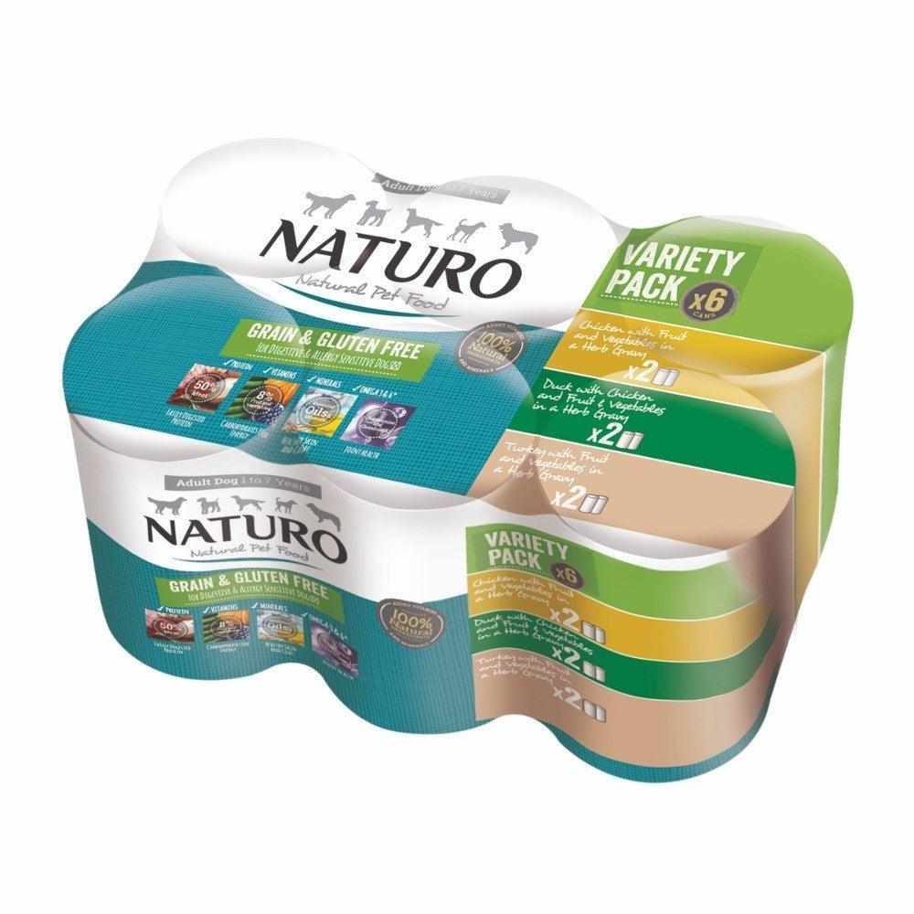 Naturo Adult Grain & Gluten Free Variety in Herb Gravy Tins 6 x 390g - North East Pet Shop Naturo