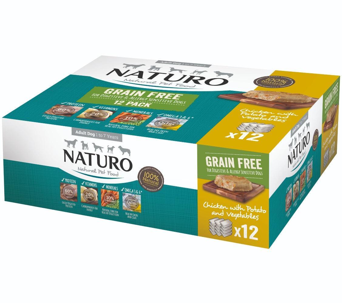 Naturo Adult Grain Free Chicken with Potato & Veg Trays 12 x 400g - North East Pet Shop Naturo