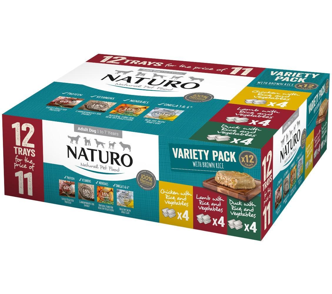 Naturo Adult Variety with Rice & Veg Trays 12 for 11 x 400g - North East Pet Shop Naturo