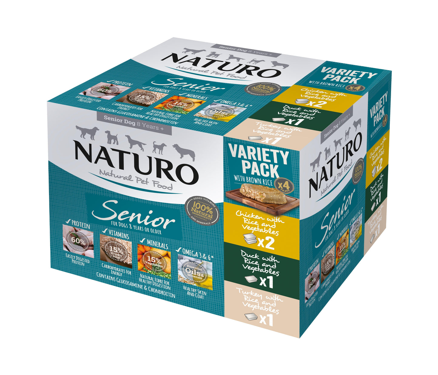 Naturo Senior Variety with Rice & Veg Trays 4x400g - North East Pet Shop Naturo