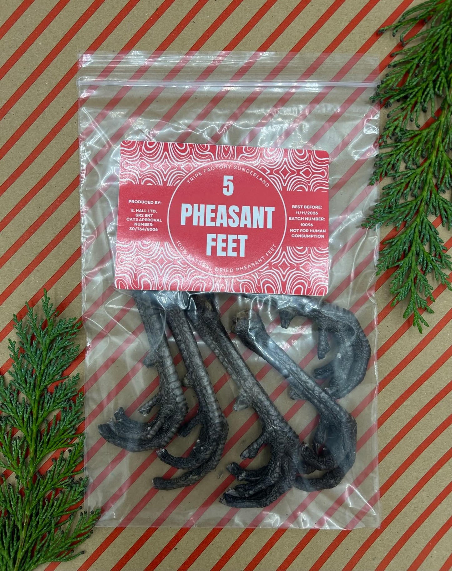 Festive Pheasant Feet - Tripefactory Sunderland - Natural Dried Dog Treats