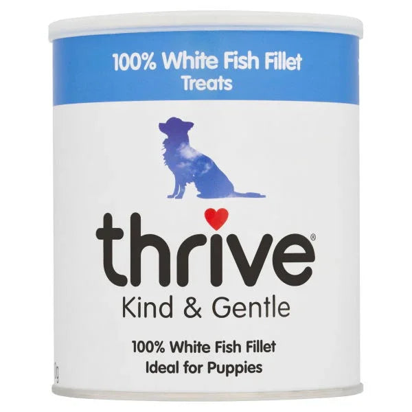 Thrive Kind & Gentle dog treats WHITE FISH Maxi tube 110g - North East Pet Shop Thrive
