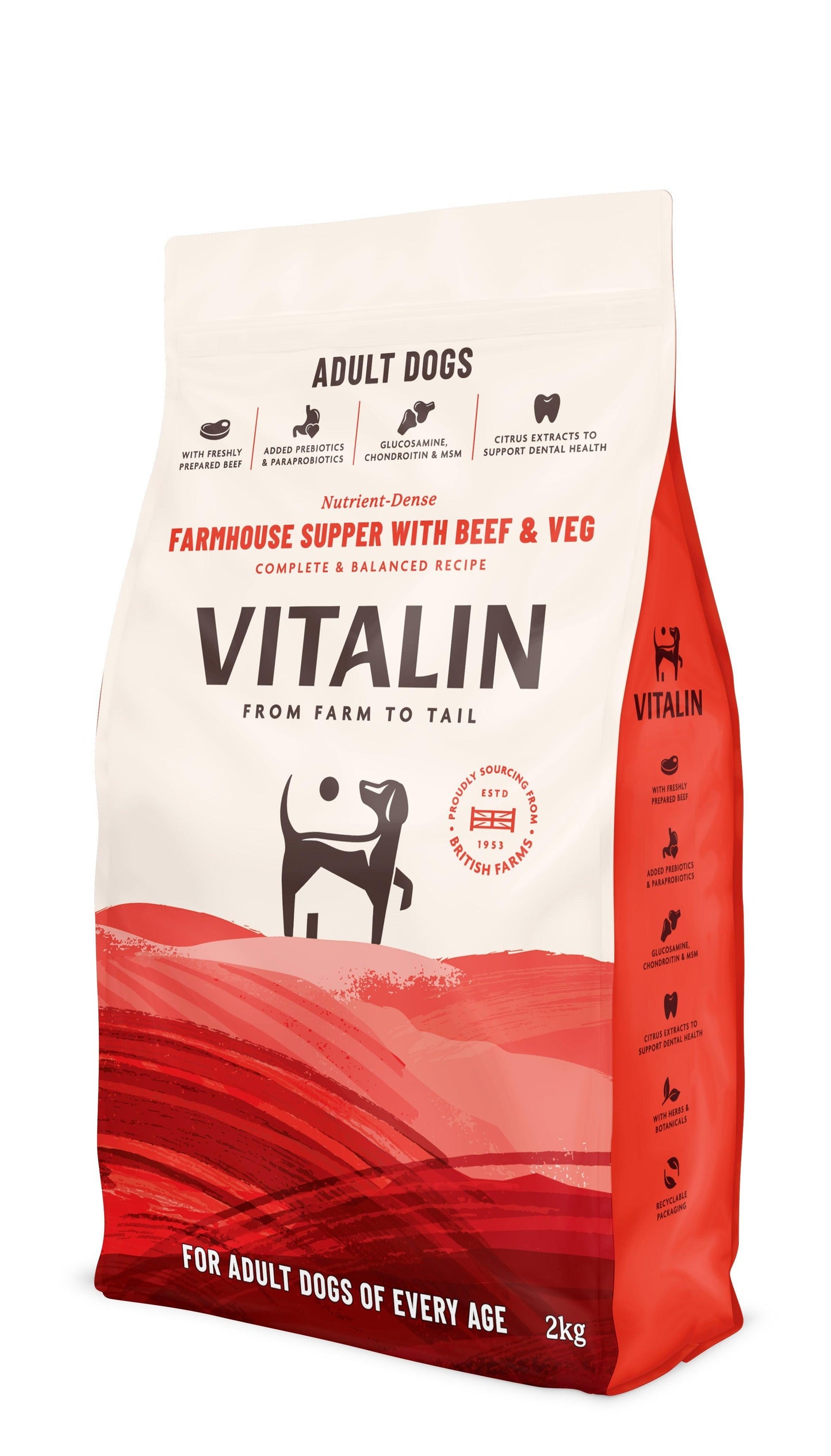 Vitalin Adult Farmhouse Beef 8kg - North East Pet Shop Vitalin
