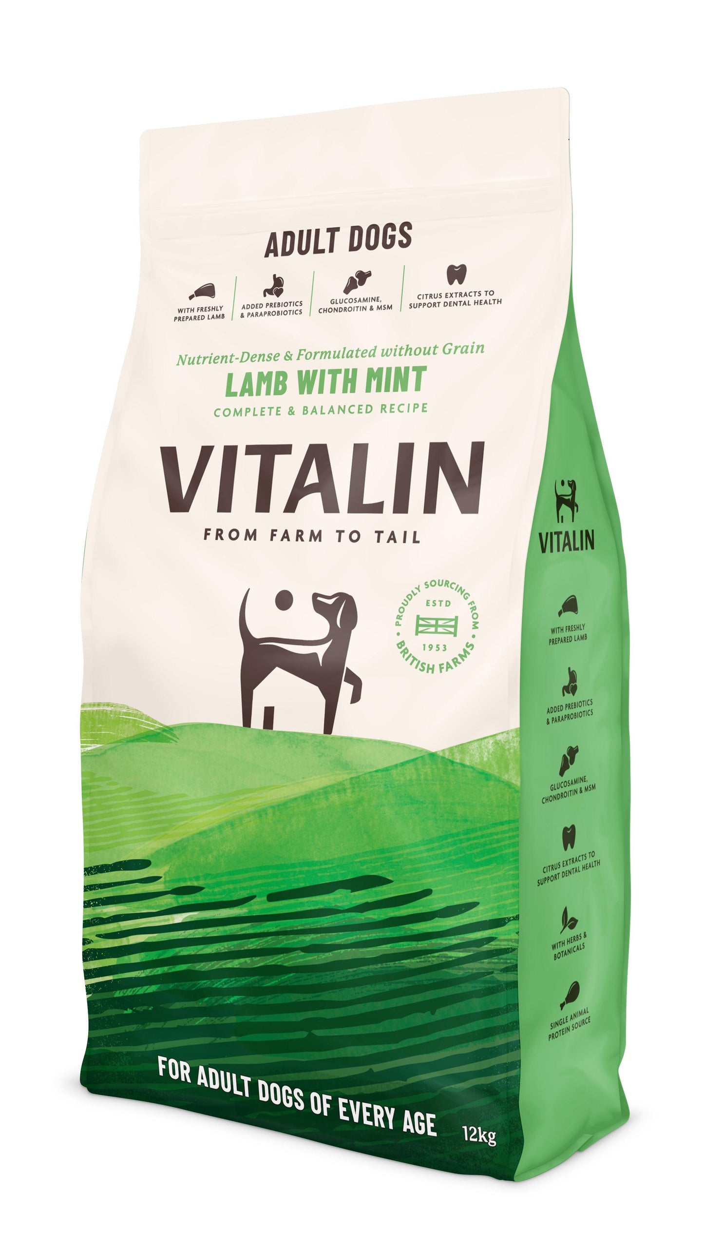 Vitalin Adult Lamb Mint 12kg - North East Pet Shop Vitalin