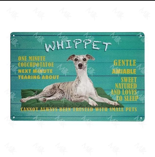 Whippet Dog Tin Sign - North East Pet Shop Dog Shack UK
