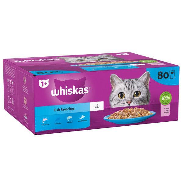 Whiskas Adult 1+ Fish Favourites in Jelly Pouches 80 x 85g - North East Pet Shop Whiskas
