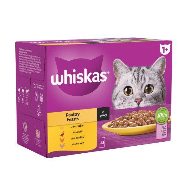 Whiskas Adult 1+ Poultry Feasts in Gravy Pouches 4 x 12 x 85g - North East Pet Shop Whiskas