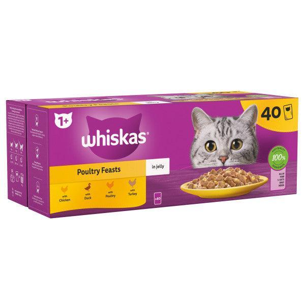 Whiskas Adult 1+ Poultry Feasts in Jelly Pouches 40 x 85g - North East Pet Shop Whiskas