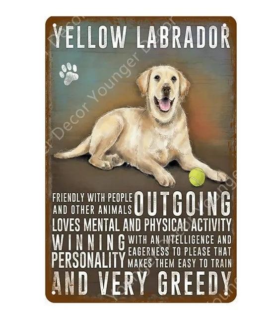 Yellow Labrador Dog Tin Sign - North East Pet Shop Dog Shack UK