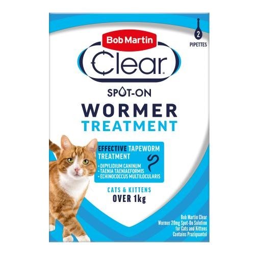 Bob Martin Clear Spot On Wormer for Cats & Kittens 2 Pipettes