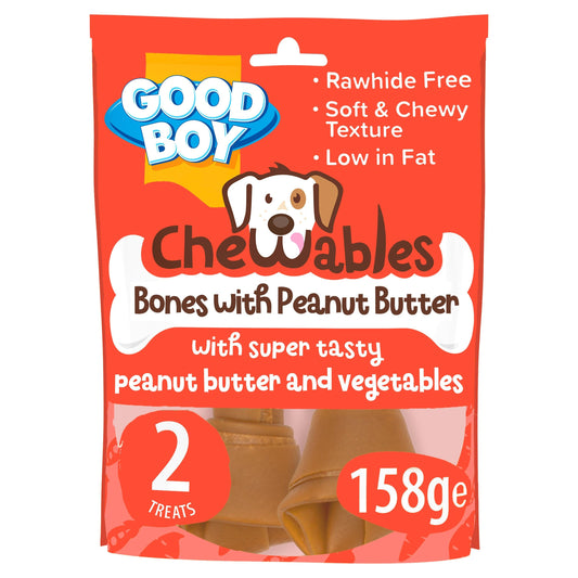 Good Boy Chewables Rawhide Free Peanut Butter Medium Bones 2 pack 158g