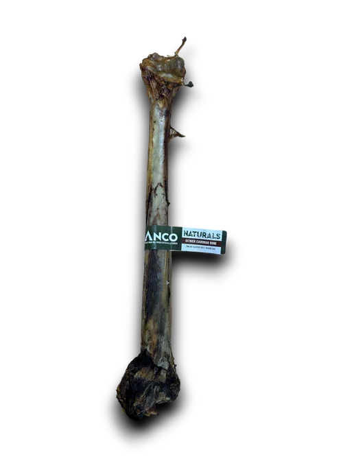 Anco Naturals dried Kamayan bone dog chew treat with label on black background