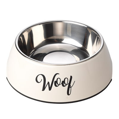 House of Paws Cream Woof 2 in 1 Dog Bowl