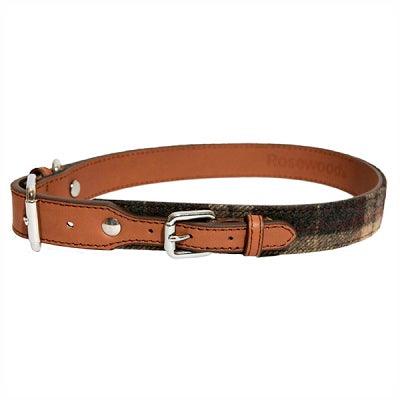 Tweed Check Leather Collar 12-16" x 3/4" - North East Pet Shop Rosewood