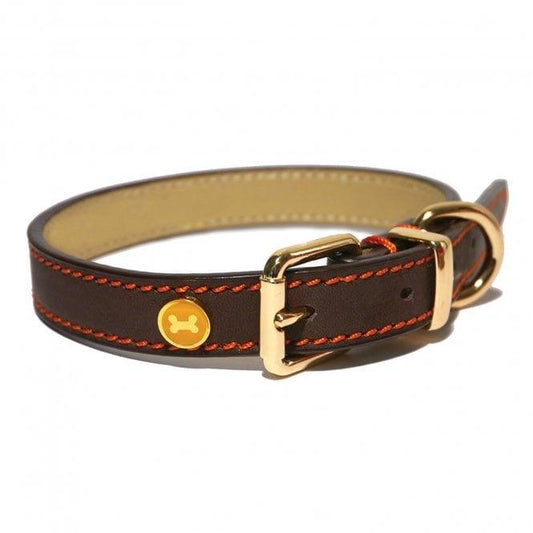 Lux Leather Brown Collar 10-14" x 1/2" - North East Pet Shop Rosewood