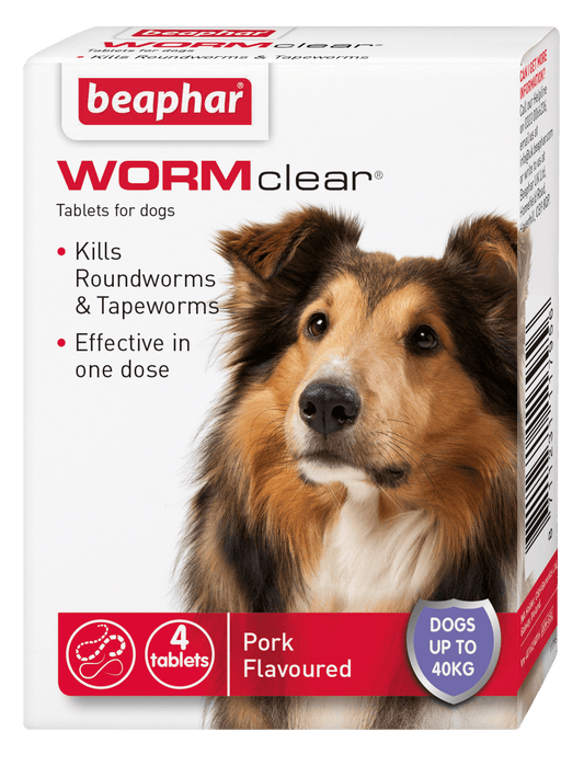 Beaphar WORMclear Dog to 40kg 4 tabs x6 - North East Pet Shop Beaphar