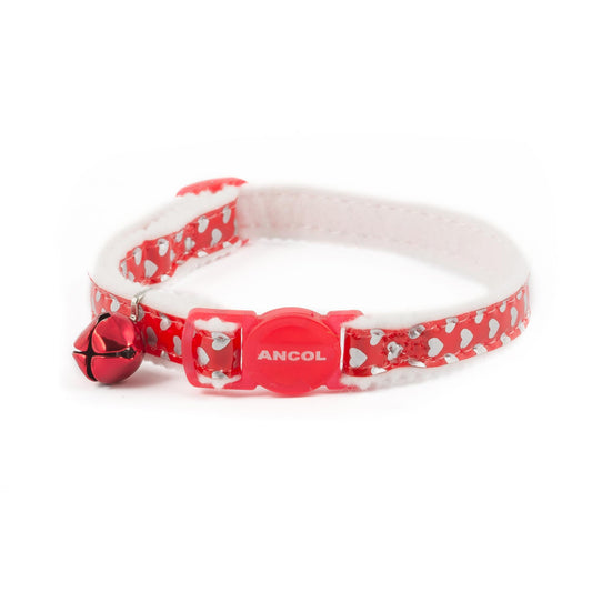 Ancol Cat Collar Refl Gloss Hearts Red - North East Pet Shop Ancol