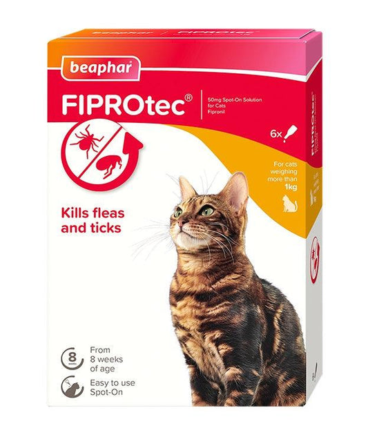 Beaphar FIPROtec Cat 6 pipettes x6 - North East Pet Shop Beaphar