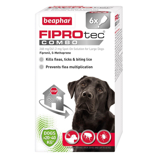 Beaphar FIPROtec COMBO Lrg Dog 6 pip x4 - North East Pet Shop Beaphar