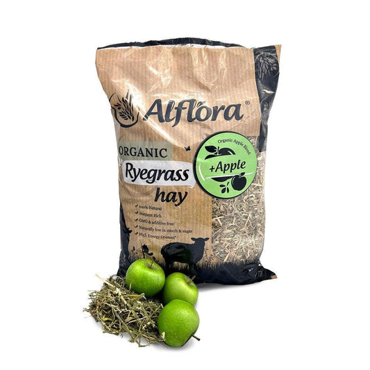 Alflora Organic Ryegrass Hay Apple 1kg - North East Pet Shop Alflora