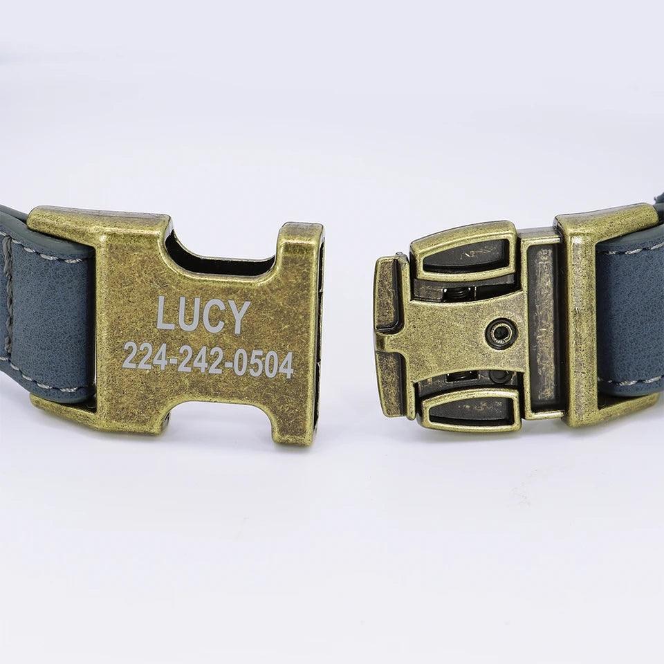 Personalised Dog Collar and Leash Set - Leather