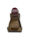 Open Anco branded cardboard display box with multiple small wrapped cigarillos inside on white background