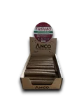 Open cardboard box displaying Anco cigarillos with Farjova's cigar label sign inside