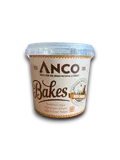 Anco premium quality baking powder container with orange and brown label and clear lid